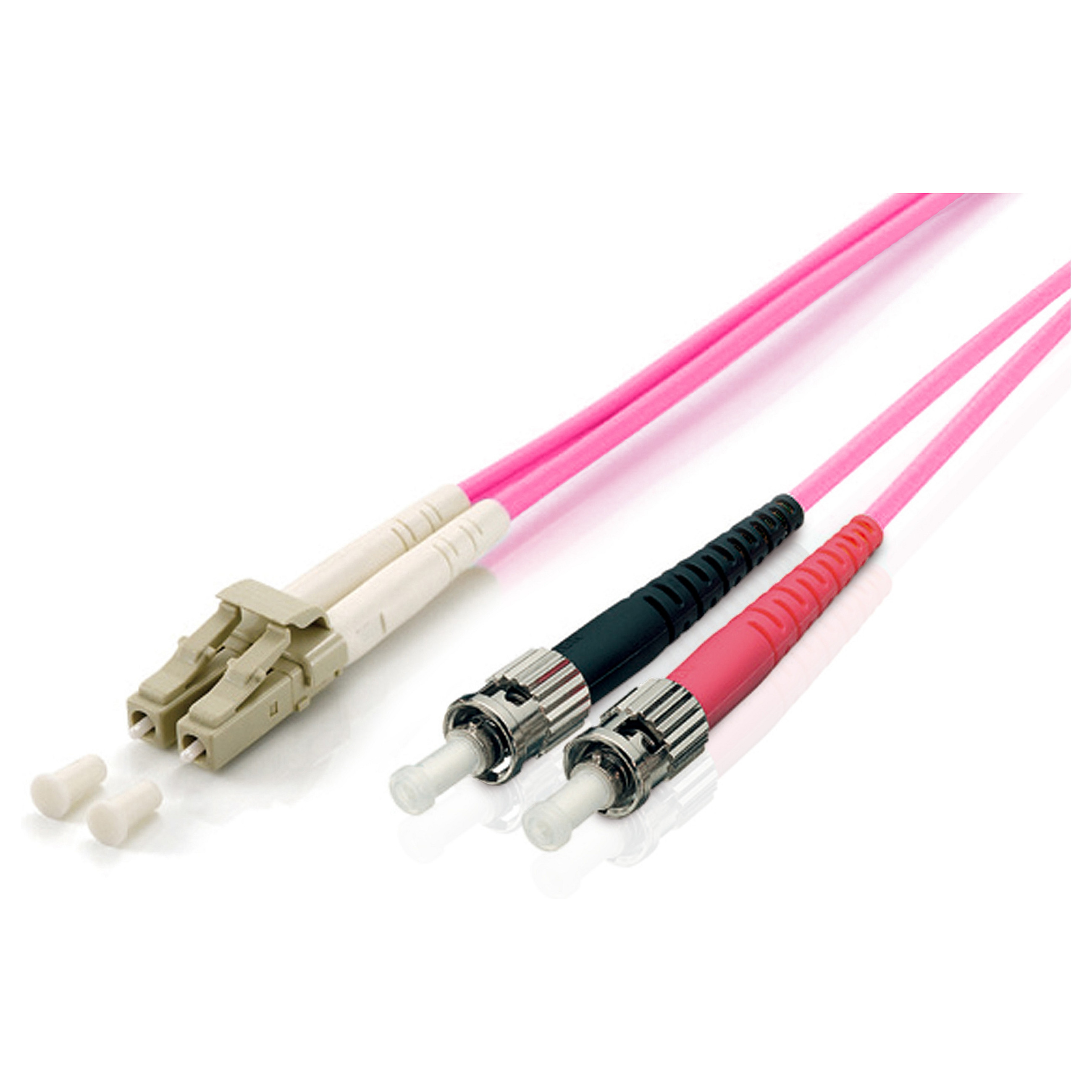 Kabllo Optike për Rrjet Equip / Patch Cable / LC-ST / OM4 / Multimode / Duplex / 1.00m / Polybag – Rozë - 1