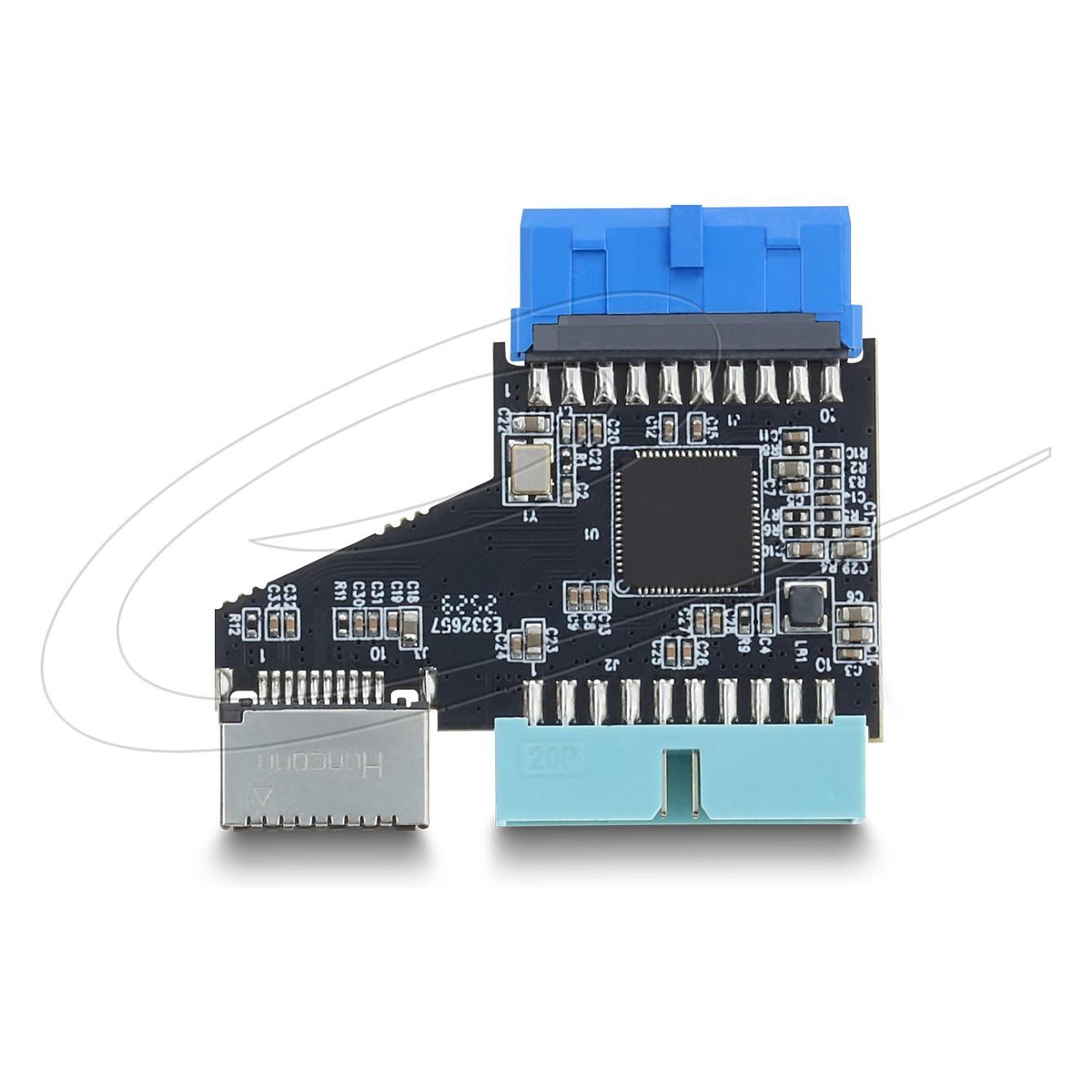 Hub DeLOCK 67343 , USB 5Gbps , 20-pin Header , 1x USB 5Gbps 20-pin Mashkull , 1x Type-E Key A Femër , GL3510 - 2