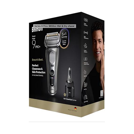 Makinë e rrojës për meshkuj Braun Series 9 Pro+ 9655cc / 5+1 Shaving Elements / ProTrimmer / Pro SensoAdapt / 40° / Wet & Dry / SmartCare 5-in-1 – Gri - 3