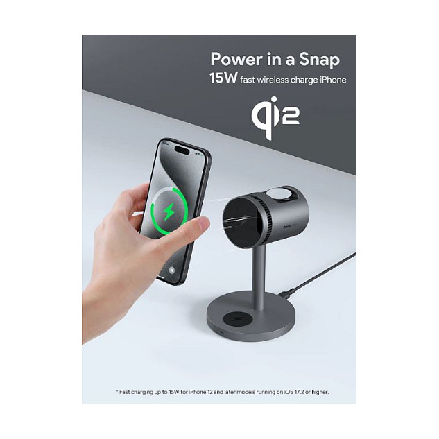 Aksesorë për telefon Aukey MagFusion Pro – 3-in-1 MagSafe Wireless Charging Stand - Zezë - 3