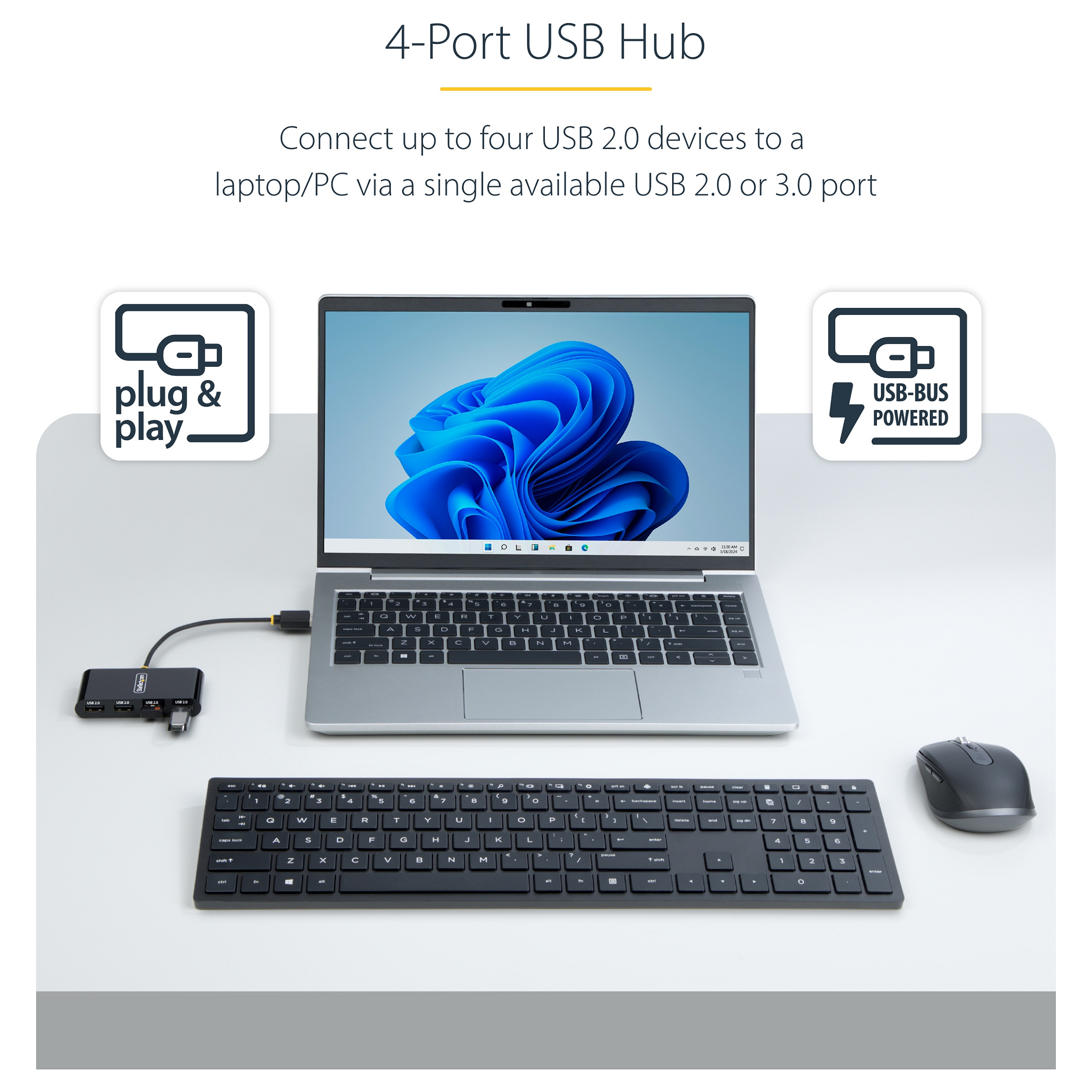 Hub StarTech ST4200MINI2 USB-A to 4x USB-A - 8