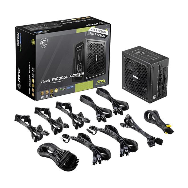 Furnizues Energjie MSI MAG A1000GL PCIE5 II, 1000W, 80 PLUS Gold, ATX 3.1, Fully Modular, PCIe 5.1 – Zezë - 4