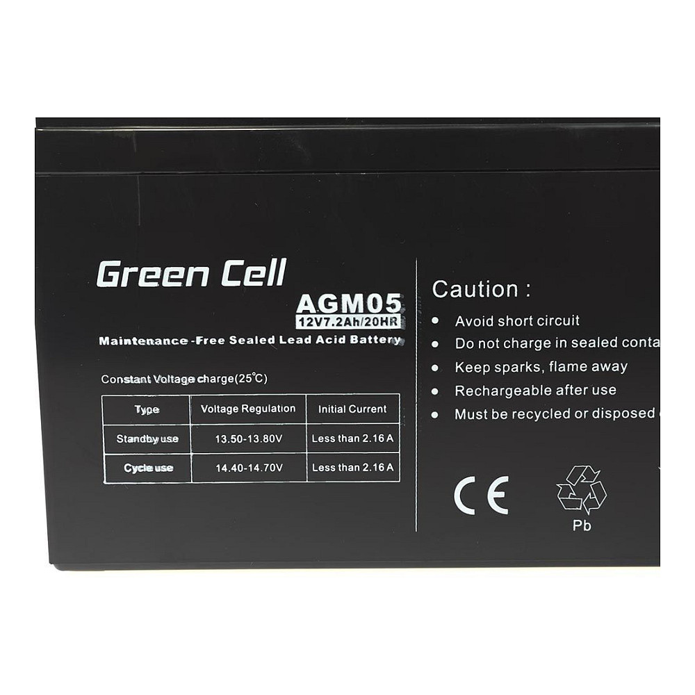 Bateri të mesme Green Cell Replacement Battery AGM05 12V / 7.2Ah - 2
