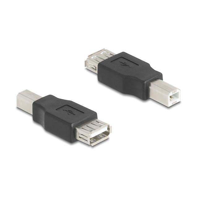 Adapter USB DeLOCK 67199 / USB-B mashkull në USB-A femër / USB 2.0 / 480 Mbps - Zezë