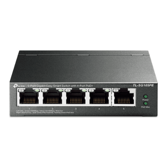 TP-Link TL-SG105PE 5-Port Gigabit Easy Smart PoE+ Switch – 4x PoE+, 65W, 10/100/1000Mbps, Zezë - 1