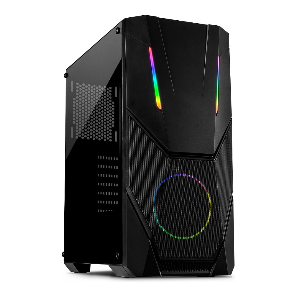 Kasë PC Inter-Tech IT-3303 Hornet / Midi Tower / ATX / 1x 120mm ARGB Fan / 2x 3.5" + 2x 2.5" Bay / Acrylic Side Panel - Zezë