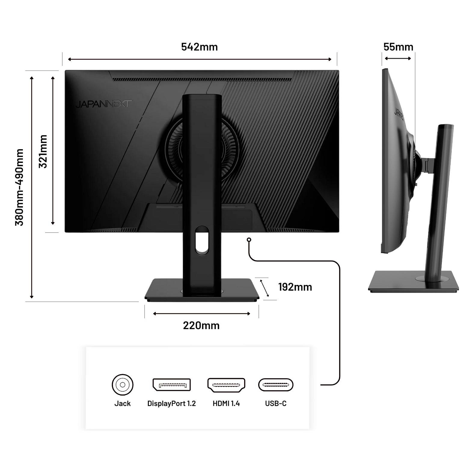 Monitor JapanNext JN-IPS238FHDR-C65W-HSP / 23,8"/ Full HD IPS LED / 75Hz / 14ms / HDMI+DP - Zezë - 4