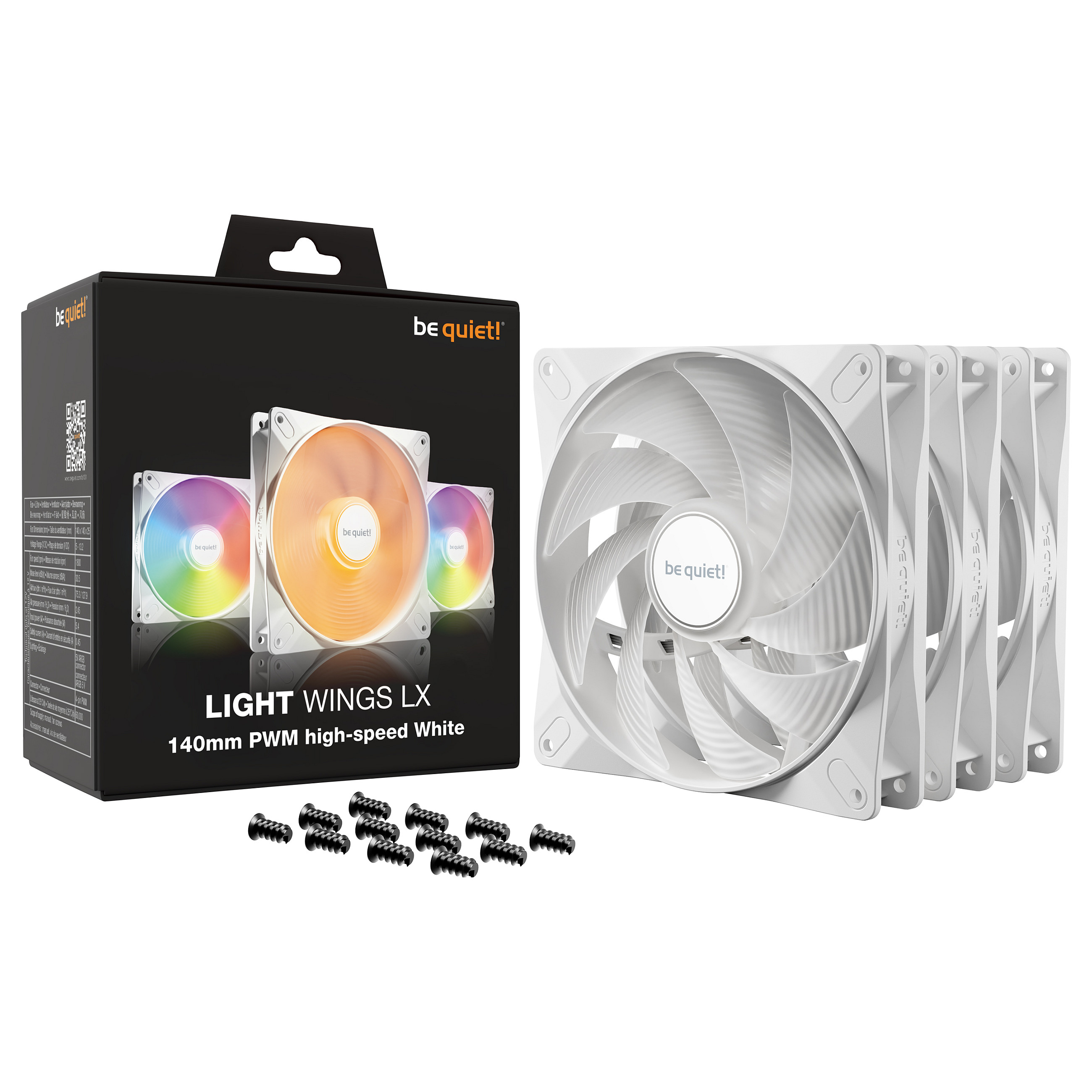 Ftohës për Kasë 140mm be quiet! LIGHT WINGS LX PWM / High-Speed / 3-Pack – Bardhë - 5