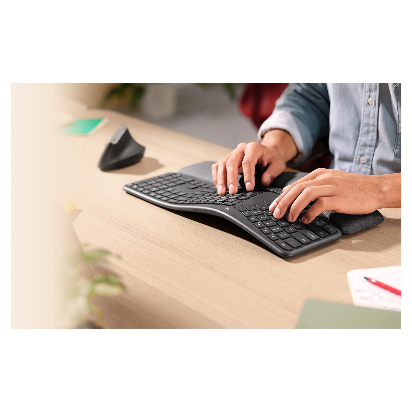 Tastierë Pa kabllo Logitech ERGO K860 / 2.4 GHz + Bluetooth 5.0 / Full-Size / QWERTY / Pan Nordic - Grafit - 6