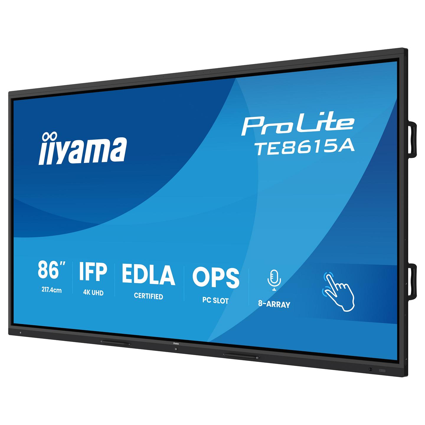 Interaktiv (Smart Board) iiyama ProLite TE8615A-B2AG, 85.6", 4K UHD, IPS, 8GB, 128GB, Wi-Fi 6E, HDMI, USB-C - Zezë - 3