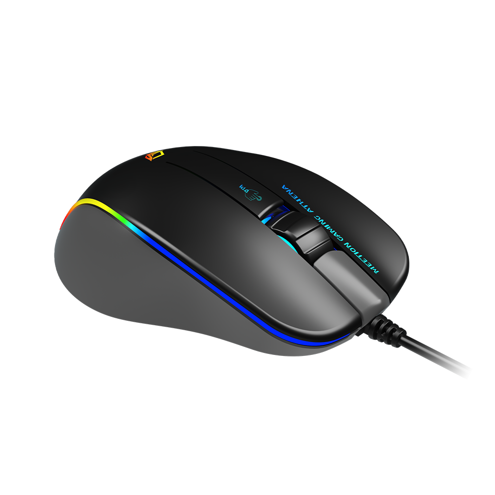 Maus Gaming Meetion GM23 2023 / Butona 5+1 / 12800CPI / Max.7000 fps / RGB / USB / e Zezë dhe Gri - 4