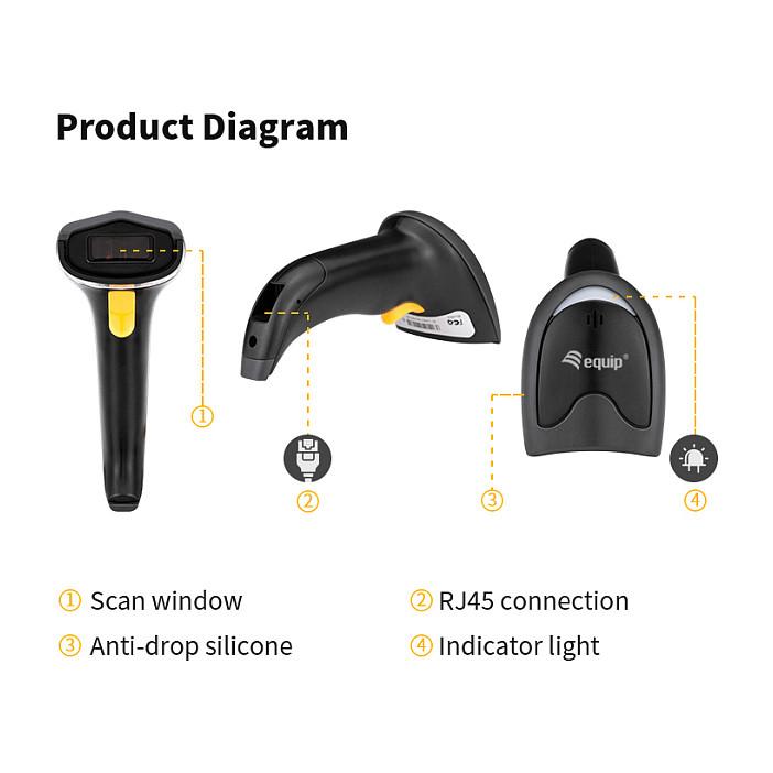 Skaner Barkodesh Equip 351022 / 1D / Laser / USB / IP54 - Zezë - 8