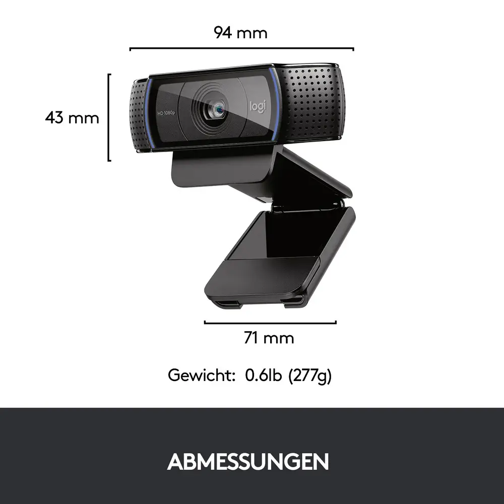 Kamerë Logitech C920 Pro HD / Full HD / 1080p / 30fps / Autofocus / Auto-Light Correction / Stereo Microphone / USB-A - Zezë - 6