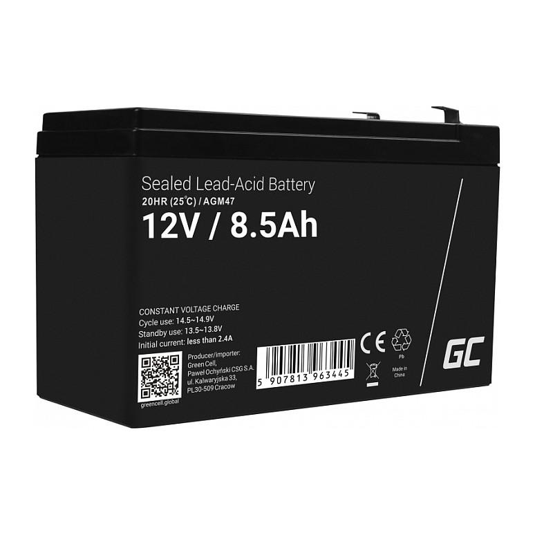 Bateri AGM Green Cell AGM47, 12 V, 8.5 Ah, VRLA, Pa Mirëmbajtje – Zezë