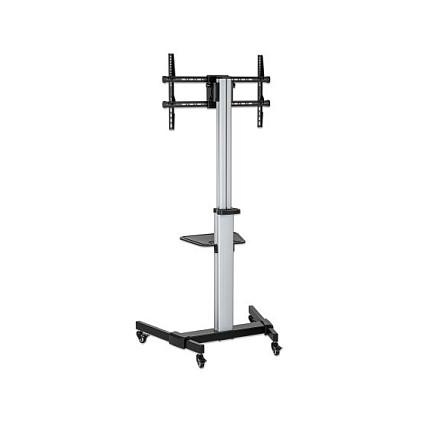 Mbajtëse për TV Manhattan 462327, 37–86", VESA deri në 600×400mm, 50kg, Lartësi e Rregullueshme, Rrotullim 90°, me Rrota - Argjend/Zezë - 2