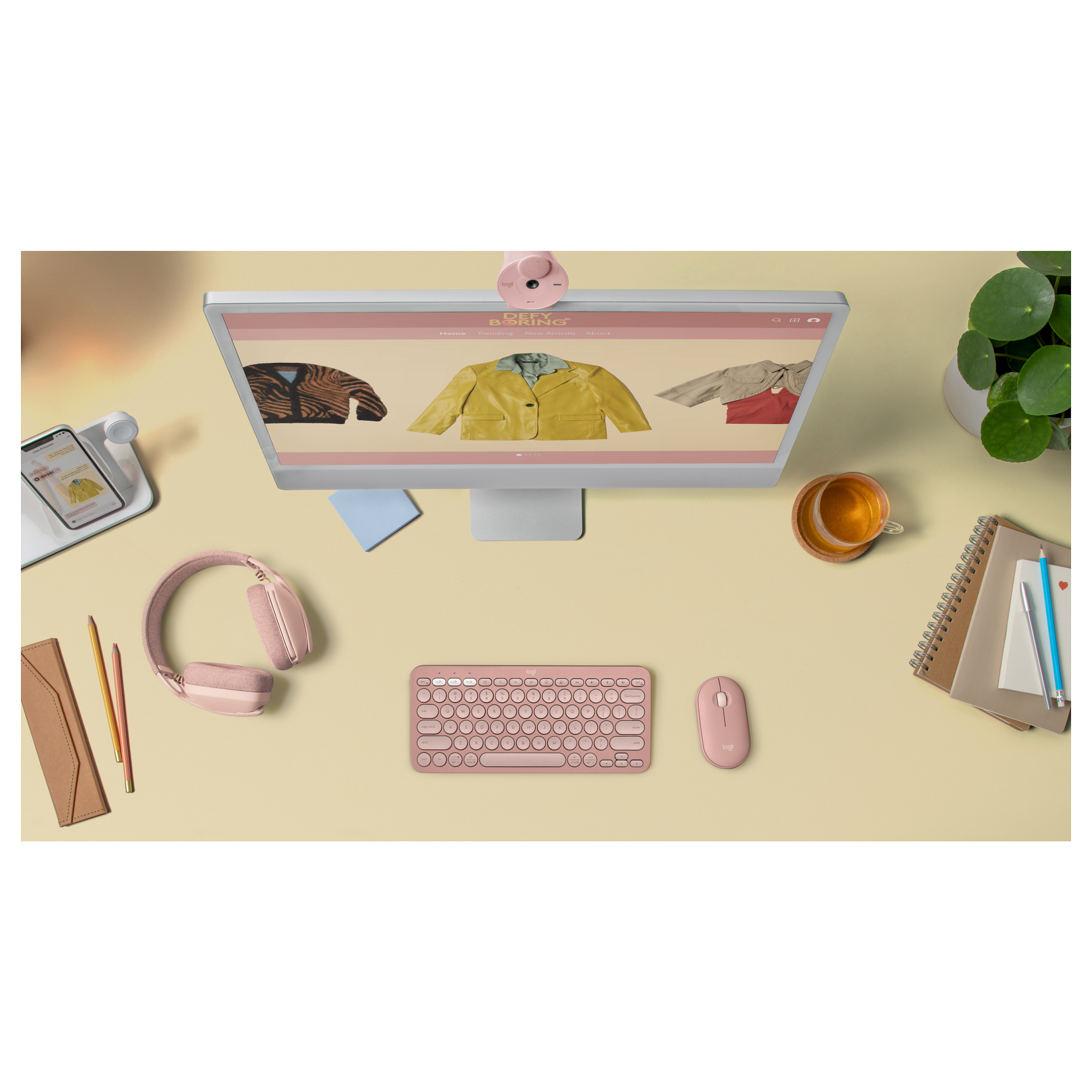 Tastierë Pa kabllo Logitech Pebble Keys 2 K380s / Mini / Scissor Switch / Bluetooth / QWERTY US / Easy-Switch / 3 Pajisje - Rozë - 6