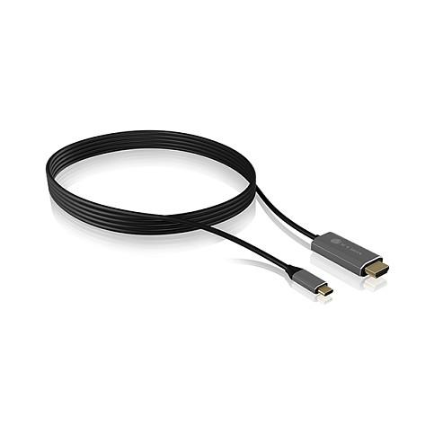 Kabllo HDMI ICY BOX IB-CB020-C / HDMI në HDMI / 1.8m / 4K - Zezë/Argjend