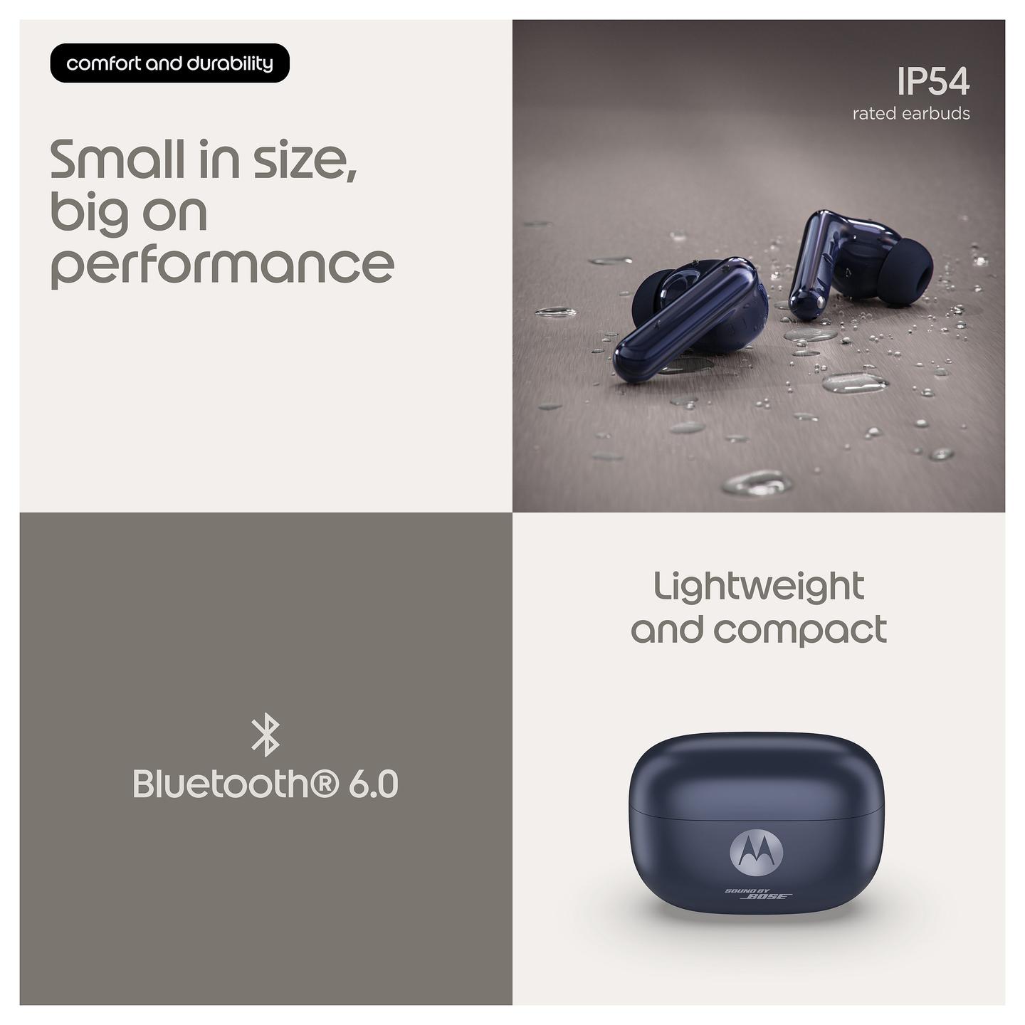 Kufje pa kabllo Motorola moto buds 2 plus / 11 mm + Balanced Armature / Bluetooth 6.0 / Sound by Bose / Dynamic ANC / 40 orë – Zezë - 16