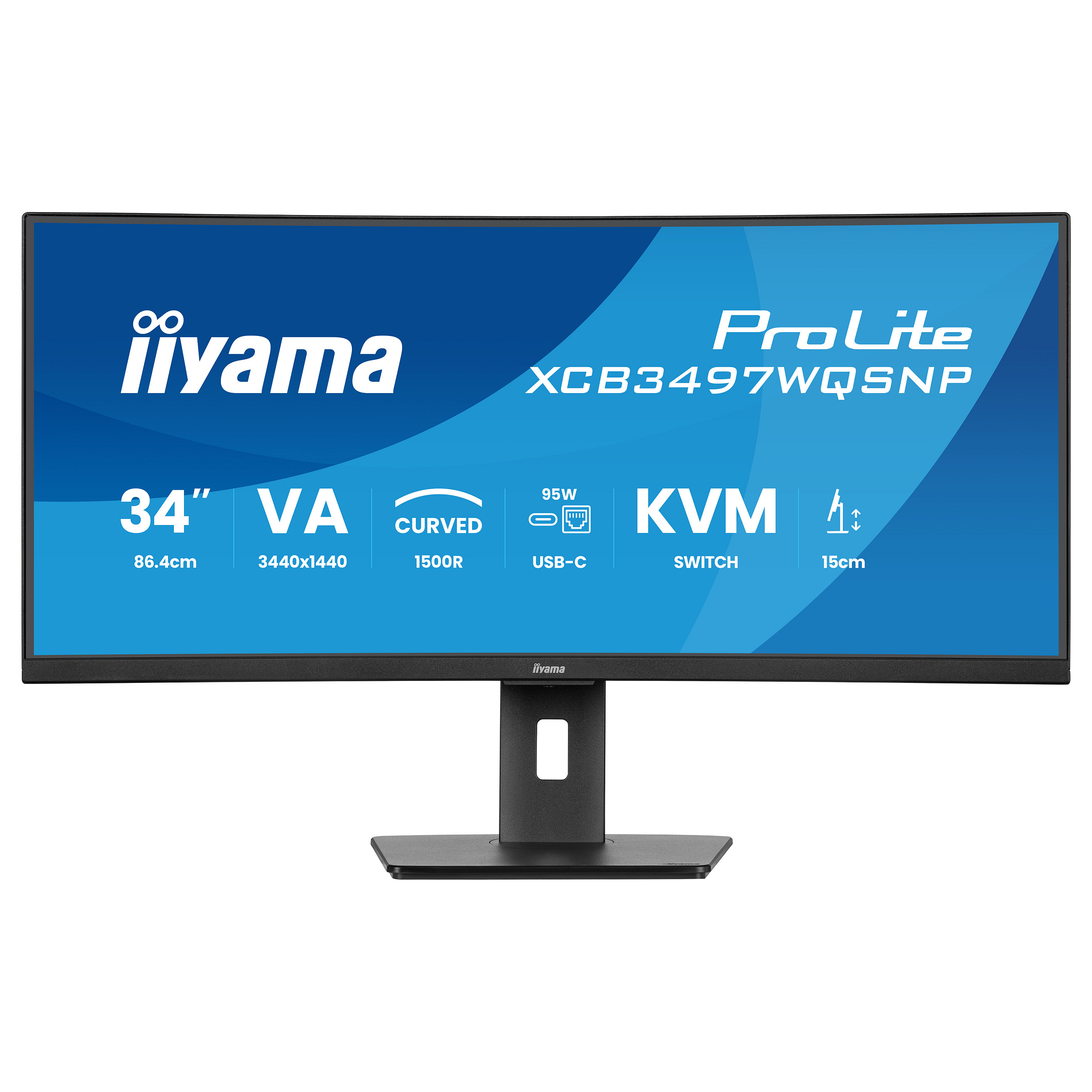 Monitor i lakuar iiyama ProLite XCB3497WQSNP-B1 / 34" UWQHD VA 0.4ms 120Hz / HDMI DP USB-C Speaker / e zezë - 8