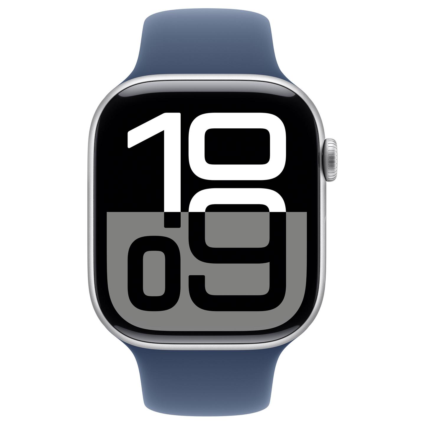 Apple Watch Series 10, 46mm, GPS + Cellular, Silver Aluminium, Denim Sport Band - M/L - 2