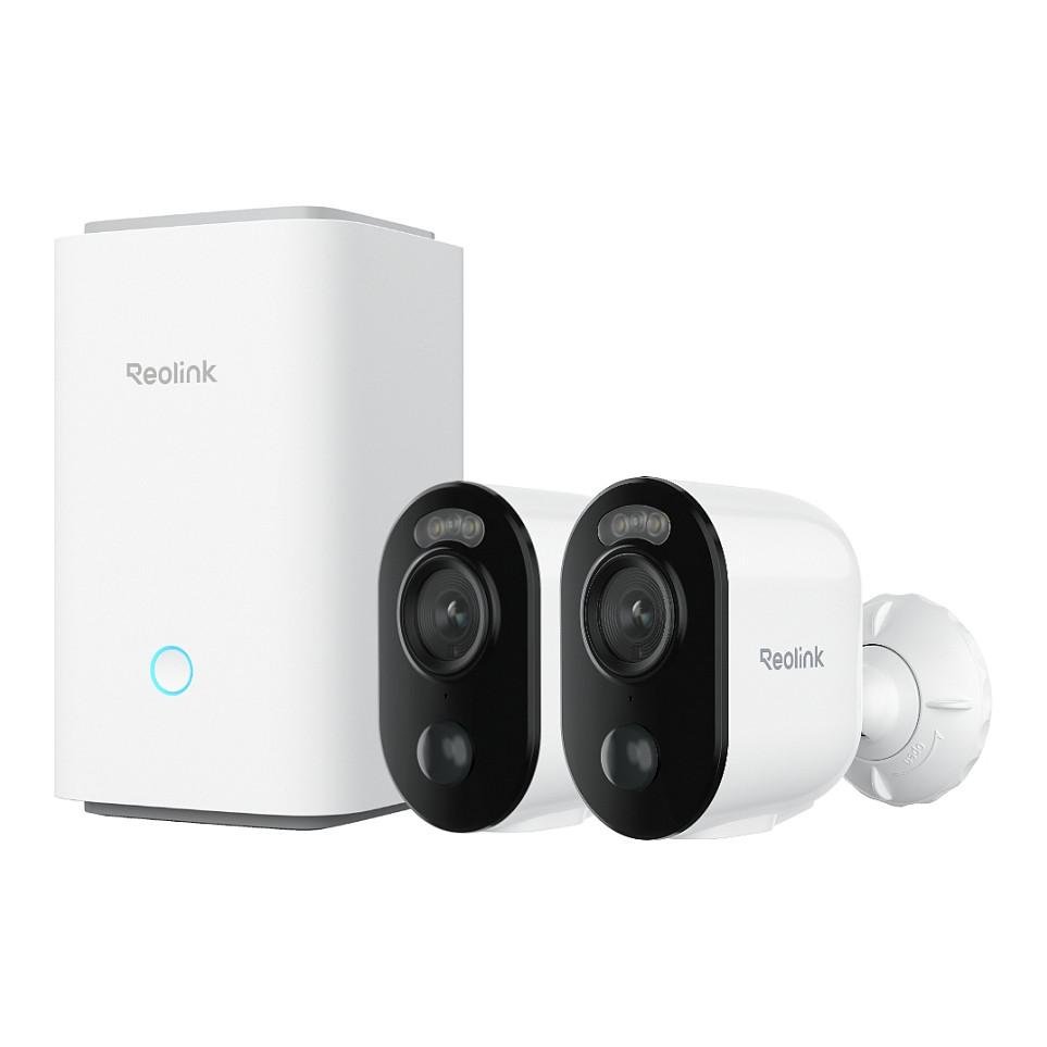 Sistem Sigurie Reolink Hub 1 + 2 × Argus Series B310, 3MP, 4 mm, 115°, Wi-Fi, IR, Color Night Vision, Bateri, IP65 - Bardhë