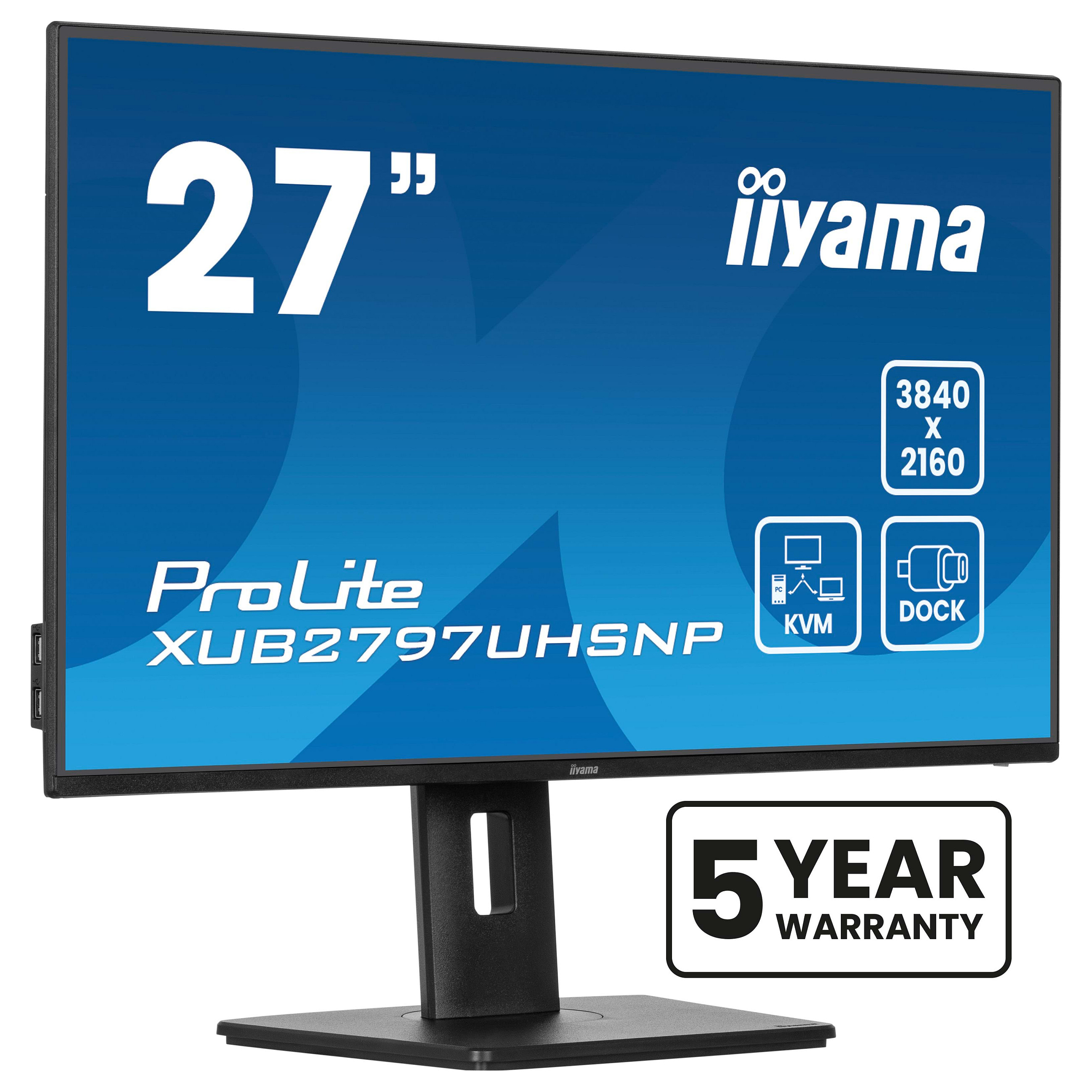 Monitor për Punë 68.5cm/27" (3840x2160) iiyama ProLite XUB2797UHSNP-B1 16:9 4k UHD IPS 4ms 60Hz HDMI DP USB-C KVM Zëdhënës Pivot Zi - 1
