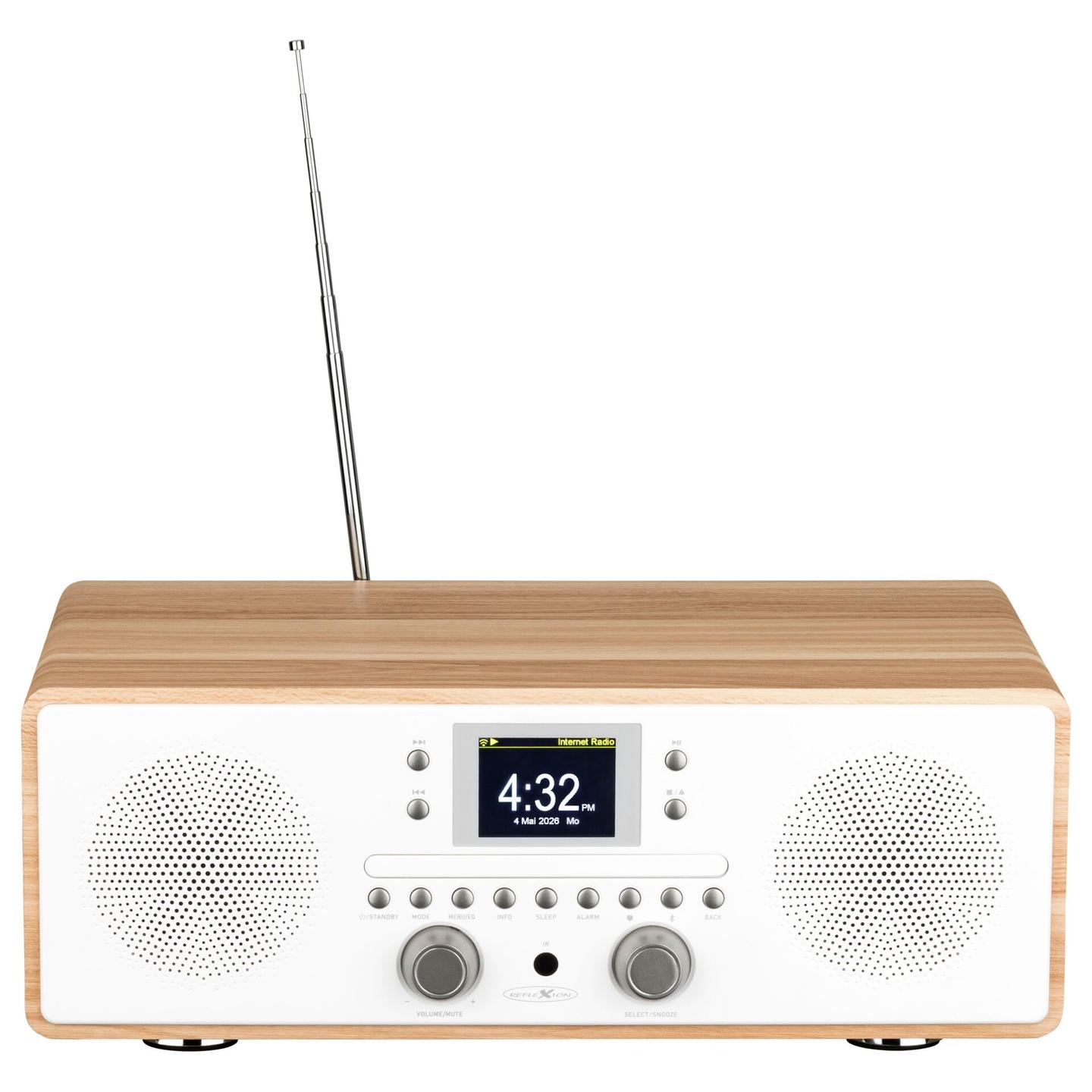 Radio Interneti Reflexion HRA23INT, CD, DAB+, FM, Bluetooth 5.3, Wi-Fi, 2 × 80 W, Ekran TFT 2.4" – Bardhë