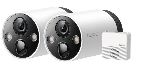 TP-Link Tapo C420S2 2-Pack 2K QHD 4MP Wire-Free Kamera Sigurie – Full-Color Night Vision, AI Detection, Bateri 6700mAh, Audio 2-Drejtimëshe, IP65 + H200 Hub – Bardhë