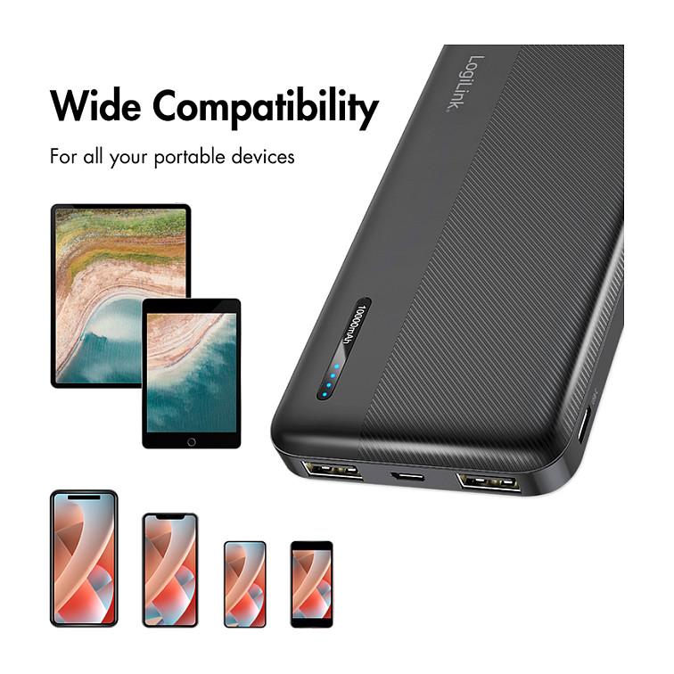 PowerBank LogiLink PA0338RF / 10000mAh / 2x USB-A / USB-C / 12W / Fast Charging - Zezë - 8