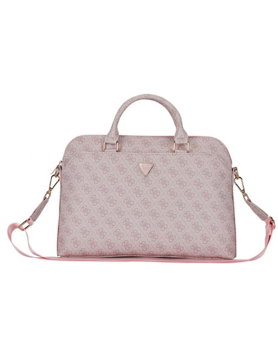 Çantë për Laptop GUESS PU 4G Triangle Logo, 13–15" - Rozë