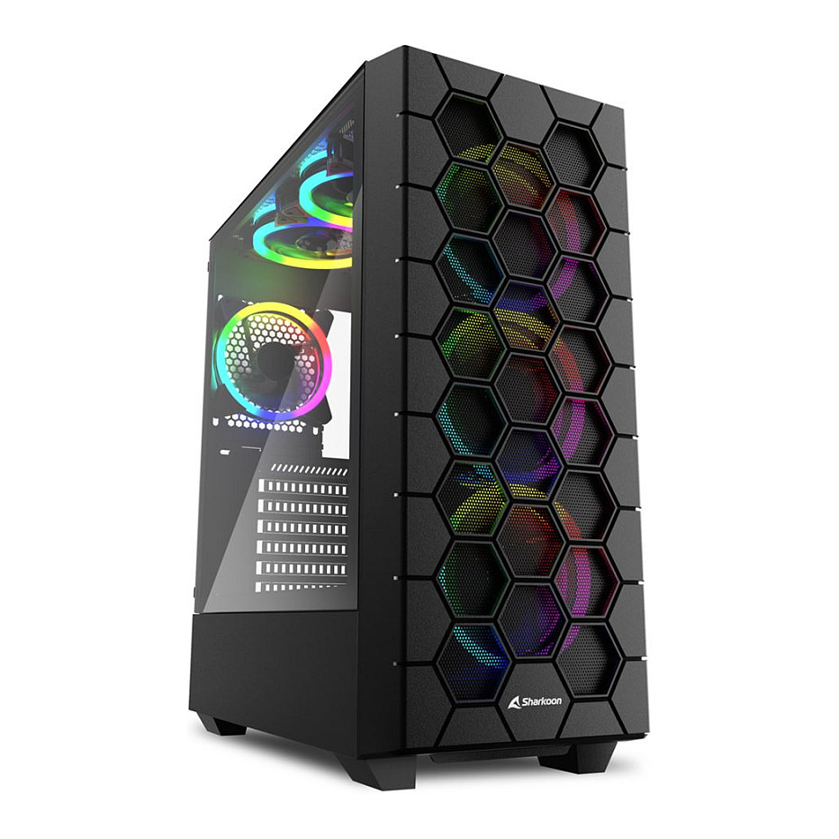 Kasë Sharkoon HEX RGB Midi Tower - Zezë - 1