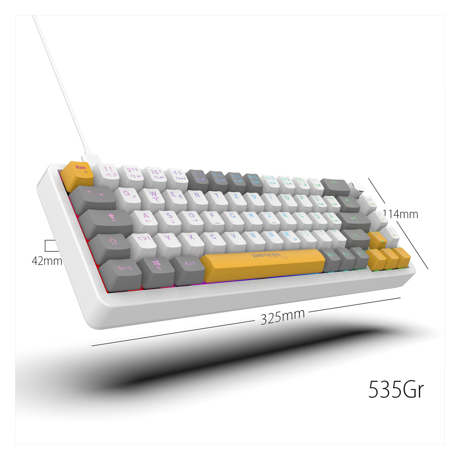 Tastierë Gaming Inca IKG-457 / Wired / QWERTY / Mekanike / 65% / 68 Taste / USB - Bardhë - 3