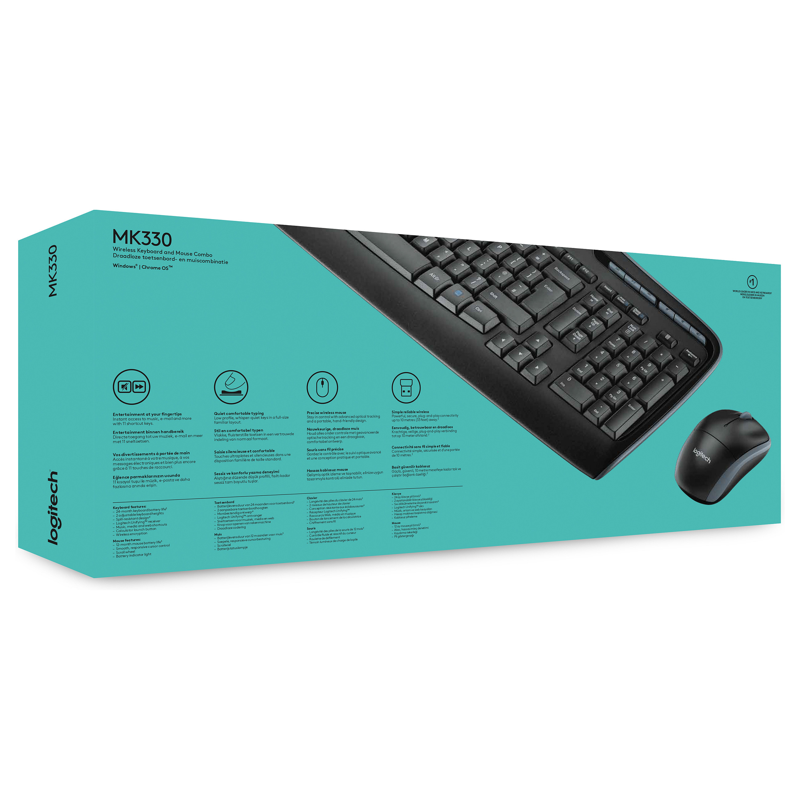Set Tastierë dhe Maus Logitech Desktop MK330 Wireless Black - US Layout - 7