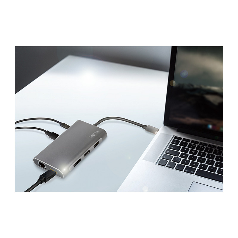 Docking Station LogiLink UA0382 / USB 3.2 Gen 1 / HDMI 4K 30Hz / DisplayPort / Gigabit Ethernet / USB-C PD 100W / 8-Port – Argjend - 6