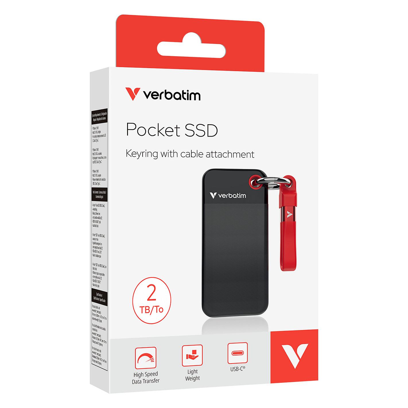 SSD e Jashtme Verbatim Pocket SSD / 2TB / USB 3.2 Gen 2 / 1000MB/s Read 1000MB/s Write - Zezë/Kuqe - 3
