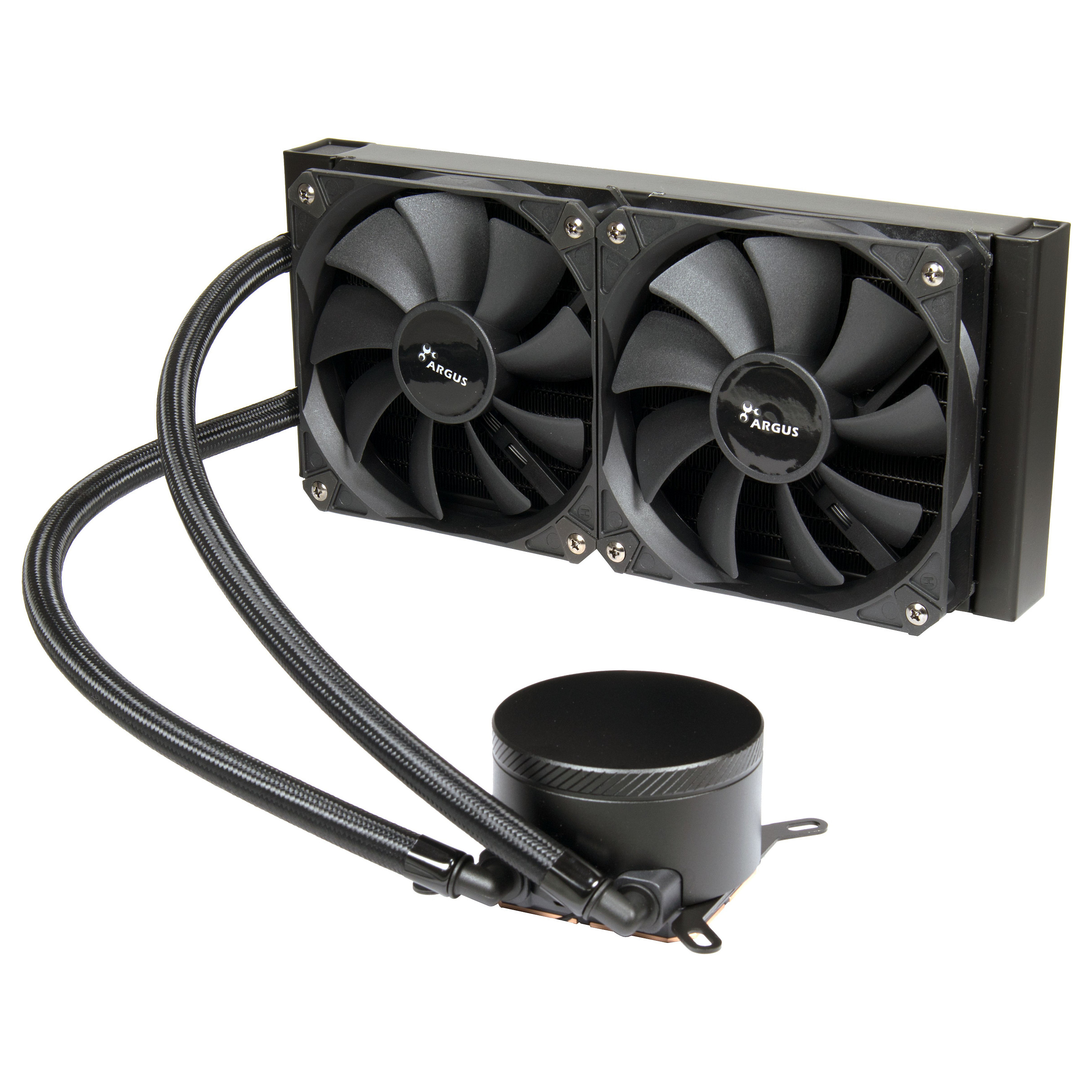 Ftohës për Procesor Inter-Tech Argus Iceman B-240 / AIO / 240mm / 2×120mm PWM Fan / AM3/AM4/AM5 / LGA775/115x/1200/1366/1700/1800 – Zezë - 1