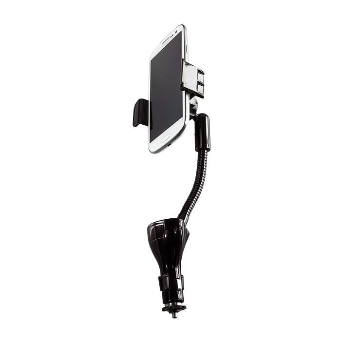 Mbajtës telefoni për veturë LogiLink PA0121 / 2x USB-A / 15.5W / 360° – Zezë - 2