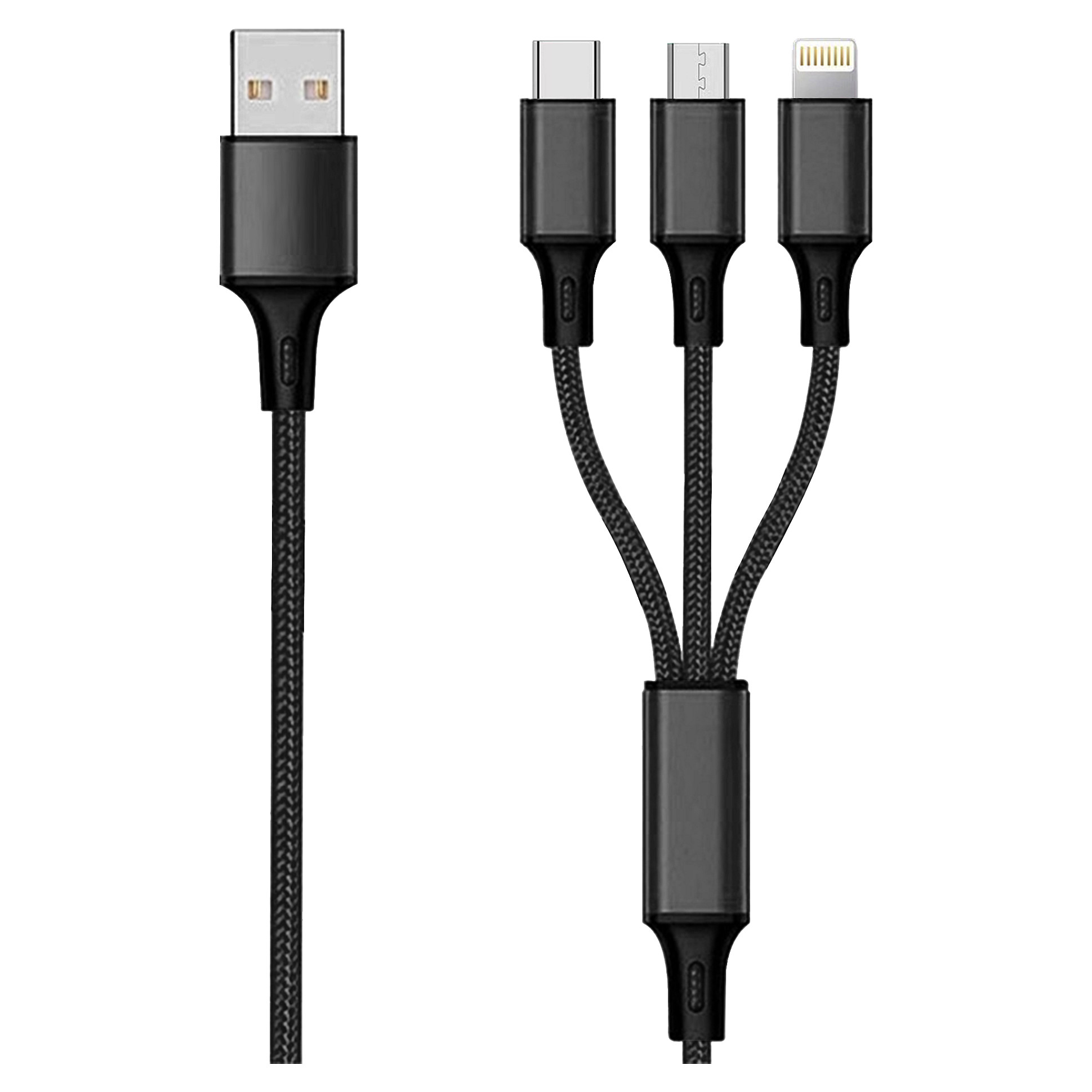 Kabllo USB 2GO 797154 / USB-B në USB-C, Micro-USB-B & Lightning / USB 3.0 / 3m – Zezë