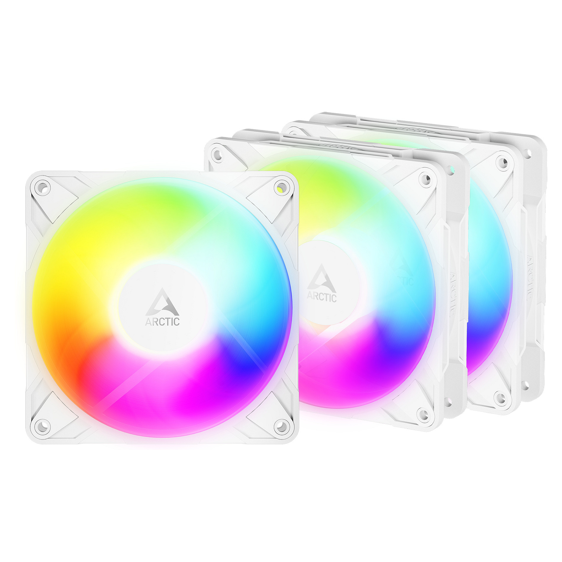 Ftohës për Kasë ARCTIC P12 Pro Reverse / 120mm / 500-3000 RPM / ARGB / PWM / 3-Pack – Bardhë
