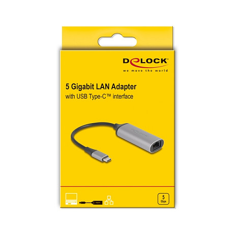 Adapter DELOCK USB‑C → RJ45 / 5 Gigabit LAN / Gri - 2