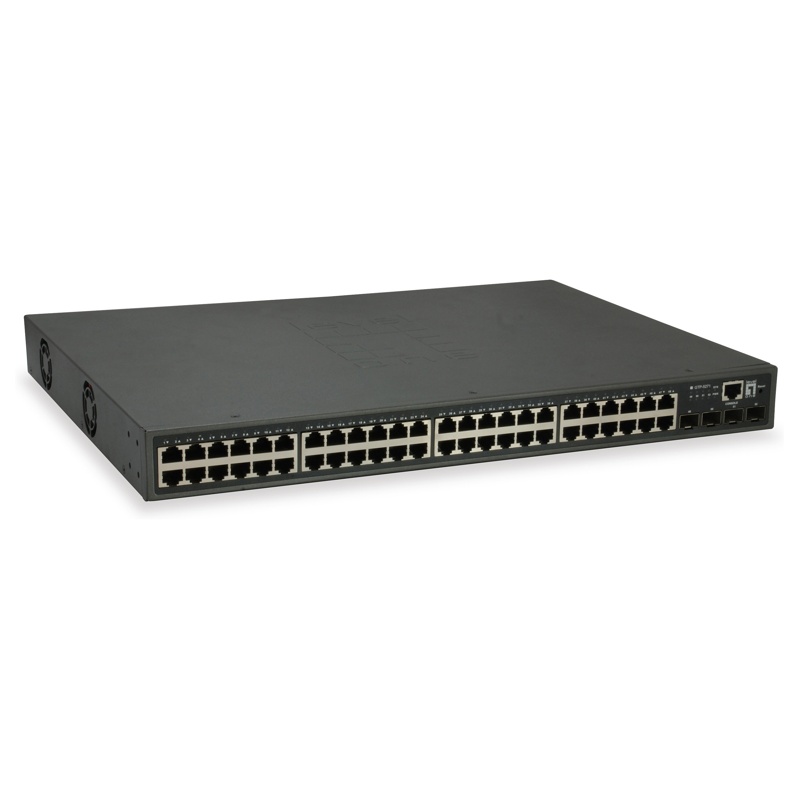 LevelOne GTP-5271 52-Port L3 Lite Managed Gigabit PoE Switch, 48-Port PoE+, 400W Budget, 4x 10G SFP+ Uplink - 1