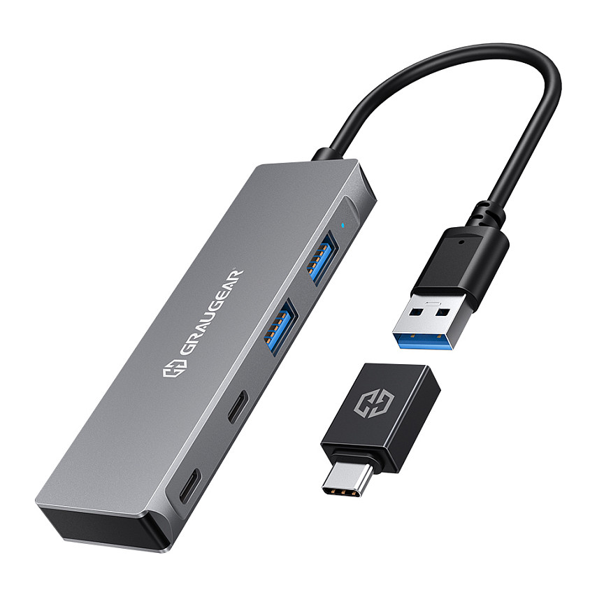 GRAUGEAR USB Hub / 4x USB 3.0 / 2x Type‑C + 2x Type‑A - 1