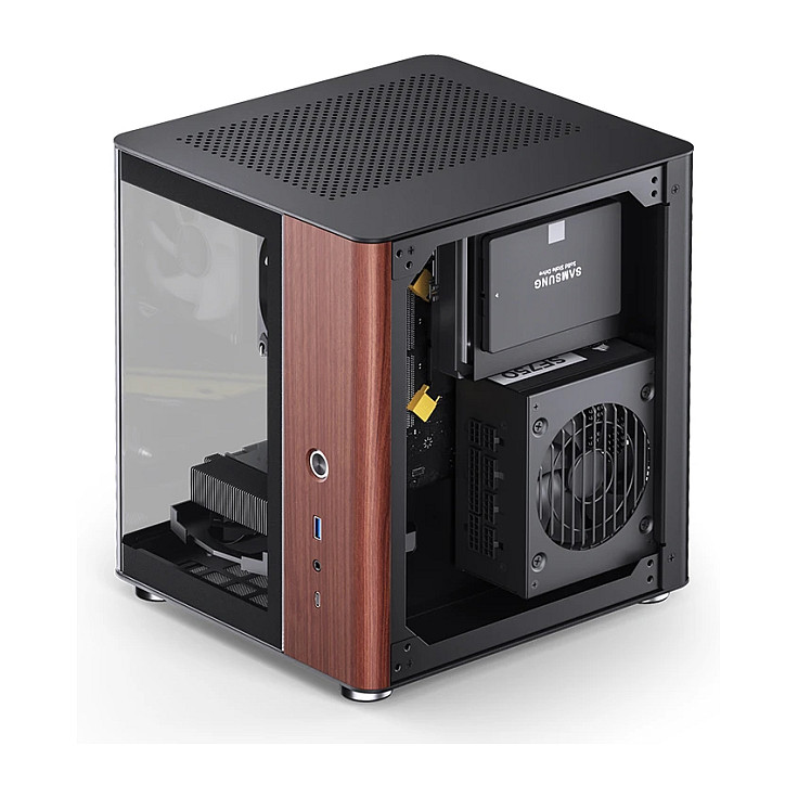 Kasë PC JONSBO TK-0 / Mini Tower / Mini-ITX / Tempered Glass / Wood - Zezë - 13