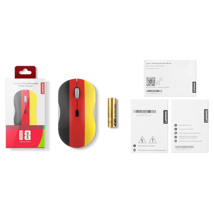 Maus pa kabllo Lenovo 350 Bluetooth Fan Edition Deutschland / 2400 DPI / Bluetooth 5.3 / Silent / 4 Butona - Shumëngjyrësh - 4