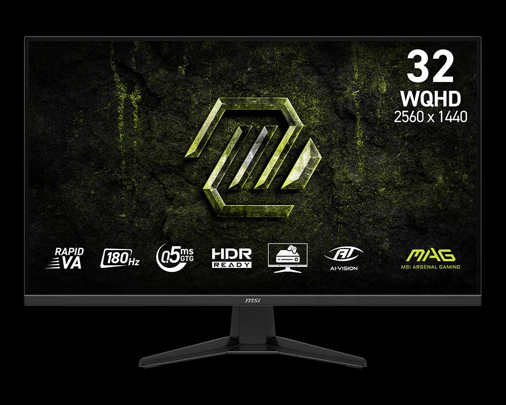 Monitor Gaming MSI MAG 325QFDE E18V / 31.5″ / WQHD Rapid VA Curved / 180 Hz / 0.5 ms / DP 1.4a + HDMI 2.0b - Zezë