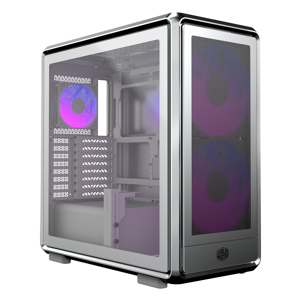 Kasë PC Cooler Master MasterFrame 600 Mesh / Mid Tower / ATX / 2x 200mm Fan / Mesh / Tempered Glass - Argjend - 1