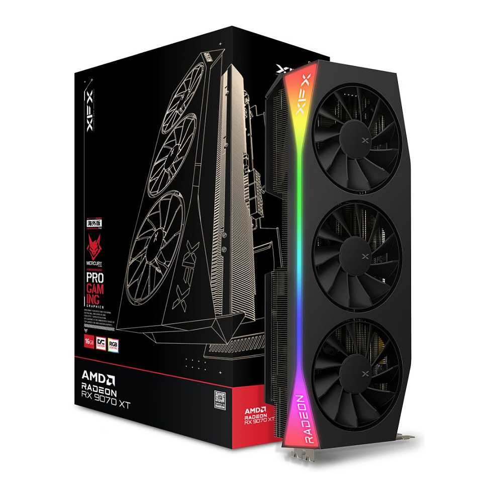 Kartelë Grafike AMD RX 9070 XT 16GB XFX Mercury Gaming RGB OC GDDR6 3 Fan - 4