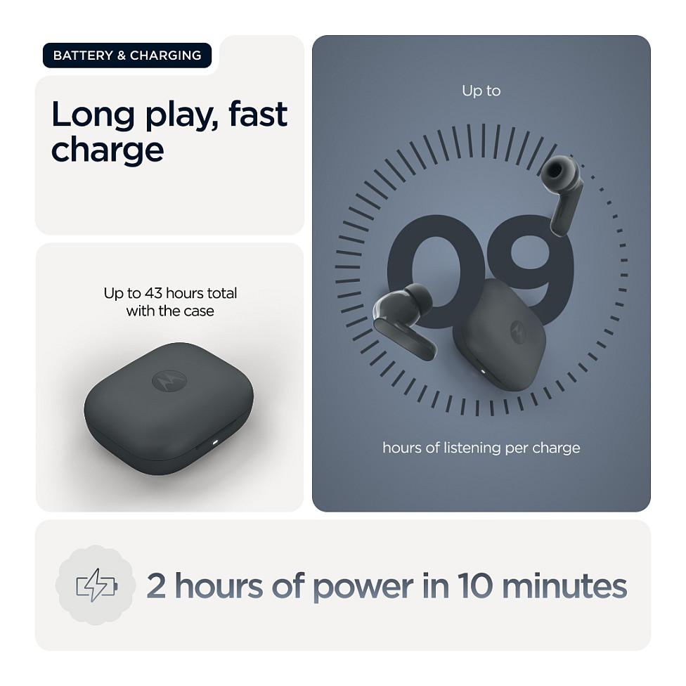 Kufje pa kabllo Motorola Moto Buds Bass / Bluetooth 5.3 / 12.4mm / ANC / Hi-Res Audio - Dark Shadow - 14