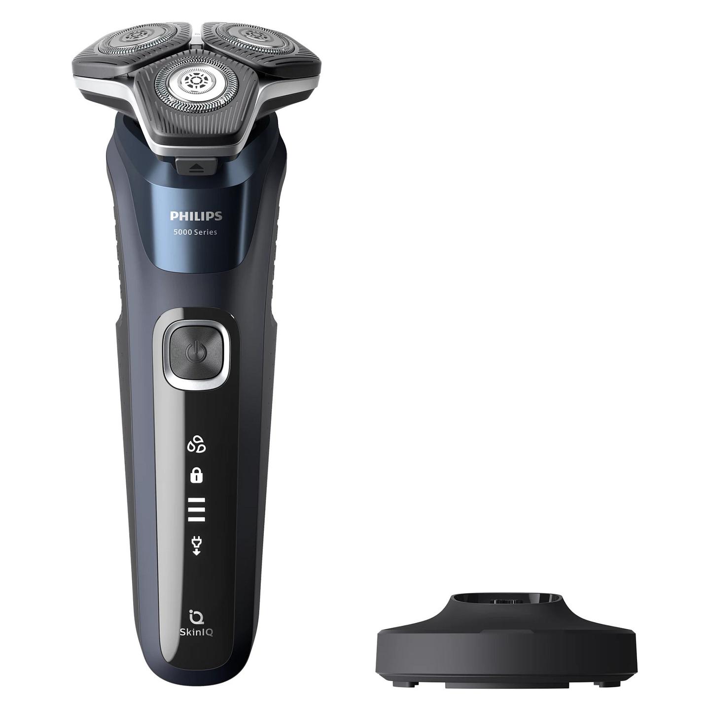 Makinë për Rroje Philips S5885/25 Series 5000 / Wet & Dry / SteelPrecision / Koka 360° / Sensor Power Adapt / 60 Minuta – Blu e errët/Zezë