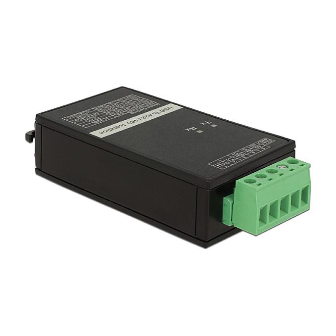 Konvertues USB DeLOCK 62501, USB 2.0 në RS-422/RS-485, izolim galvanik 3 kV, deri në 1 Mb/s - Zezë